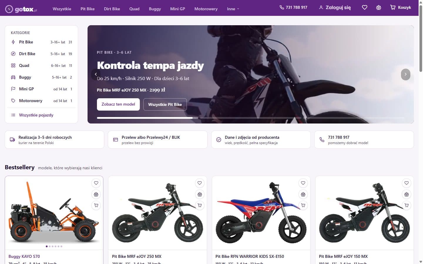 gotox.pl — sklep e-commerce zbudowany od zera — Strona główna sklepu